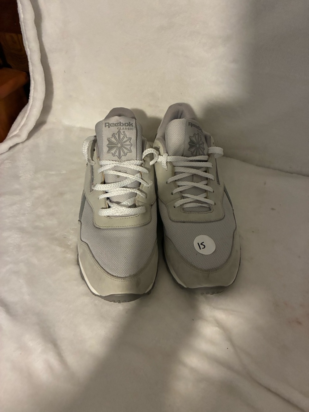 Reebok Light Gray and White Classic Sneakers